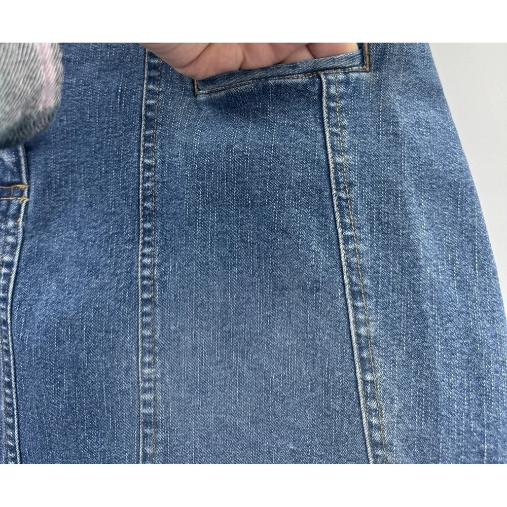 VTG Y2K Route 66 Denim Jean Skirt 12 Panel Block Stitch Retro Preppy 90s Grunge - Picture 3 of 11